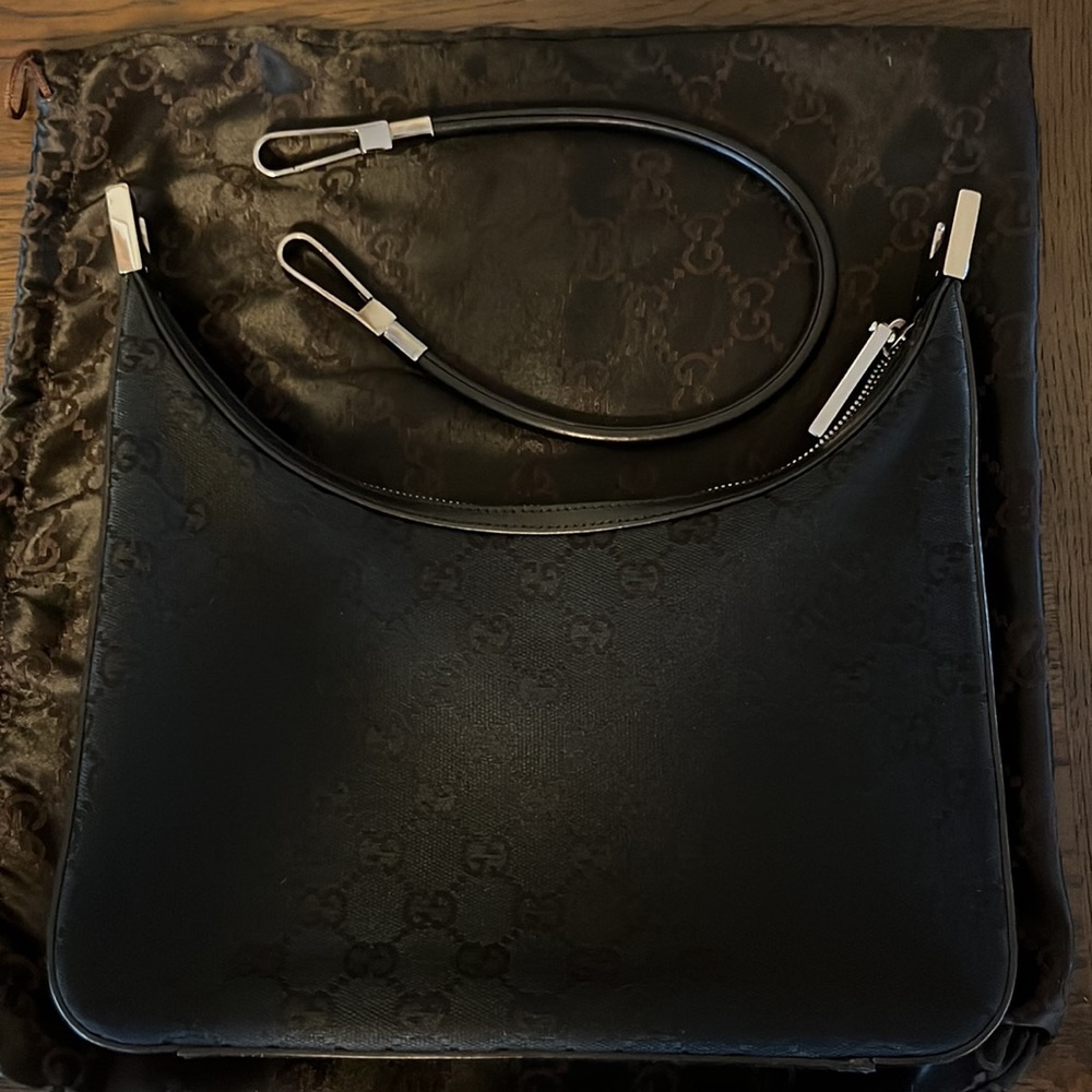 Authentic Gucci Hobo Canvas and Leather Trim Purse - Picture 12 of 14